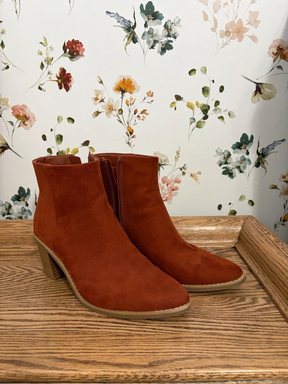 Universal Thread Rust Suede Ankle Booties